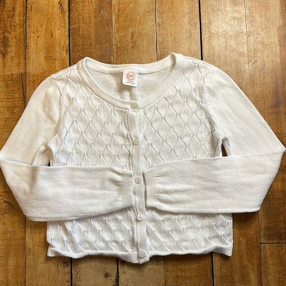 Wonder Nation Size 6 White Knit Cardigan Sweater cotton Neutral - Picture 2 of 6